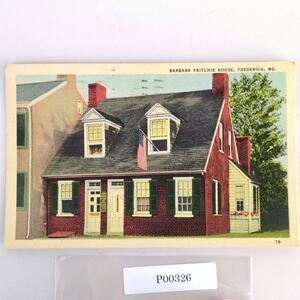 Frederick Maryland Barbara Fritchie House Vintage Linen Postcard 1960 Old MD PC